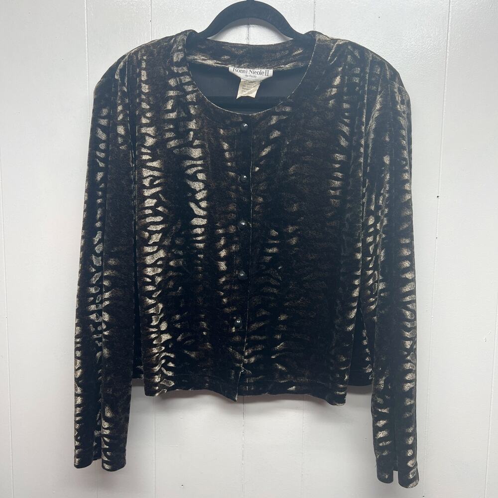 Ronni Nicole II Vintage Tiger Print Button Front Long Sleeve Womens Jacket Sz 22